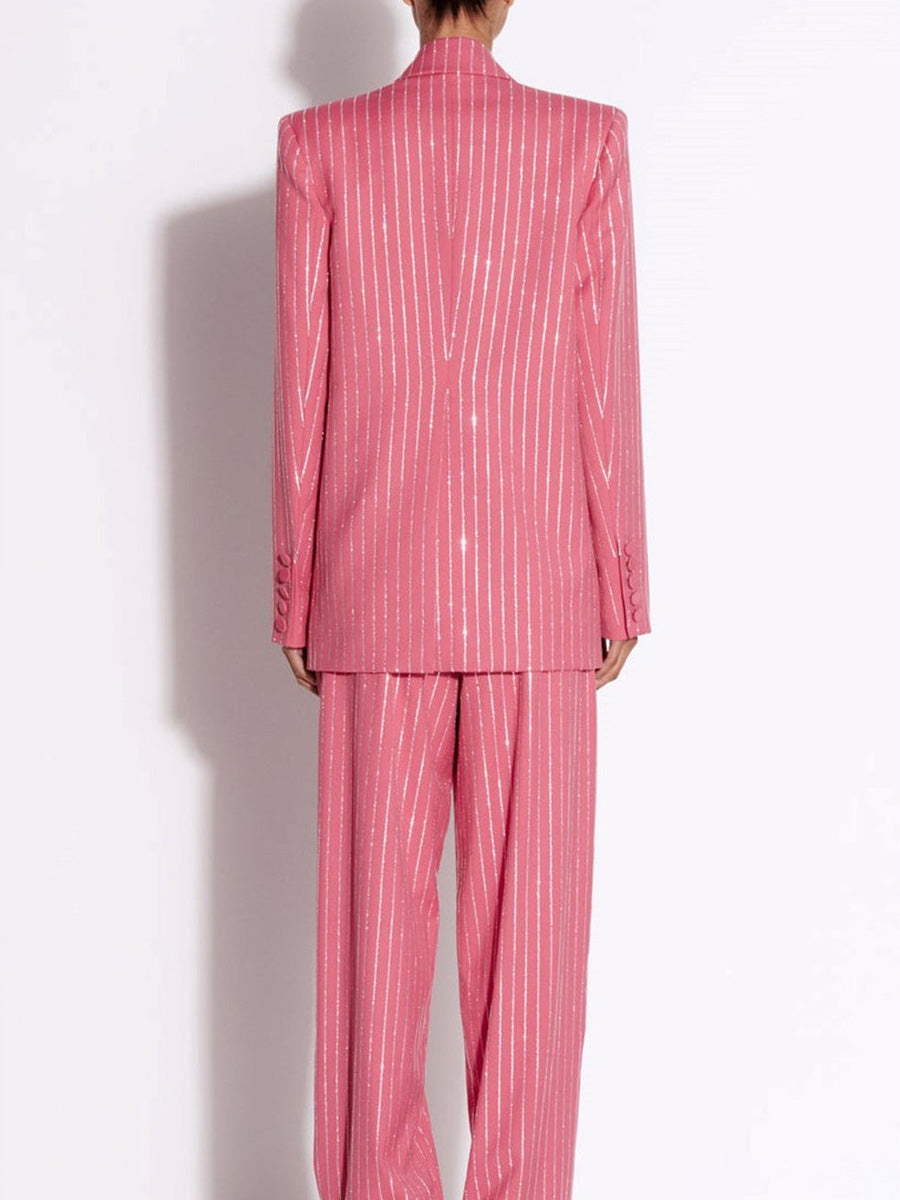 Bethany Crystal Pinstripe Blazer Set