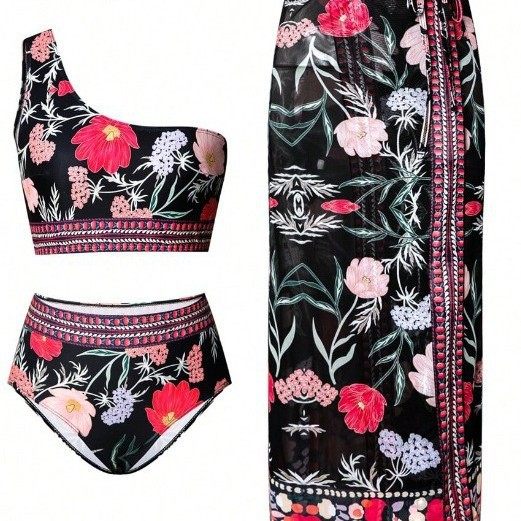 Women's One-Shoulder High-Waist Bikini Set Swimwear