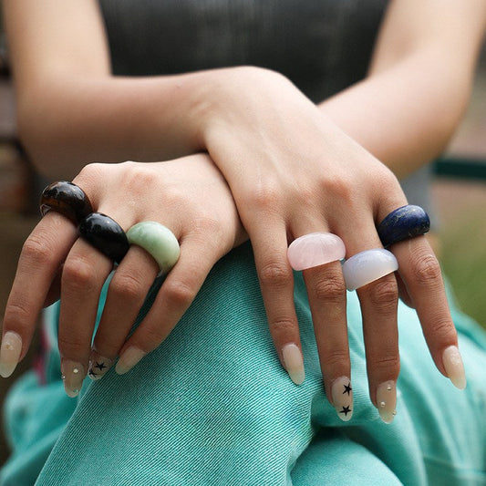 Simple Natural Stone Single Ring