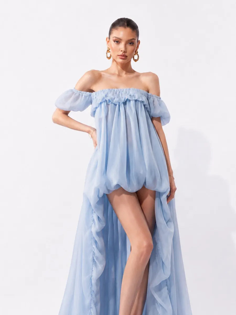 Seraphina Chiffon Strapless Tulip-Hem Maxi Dress