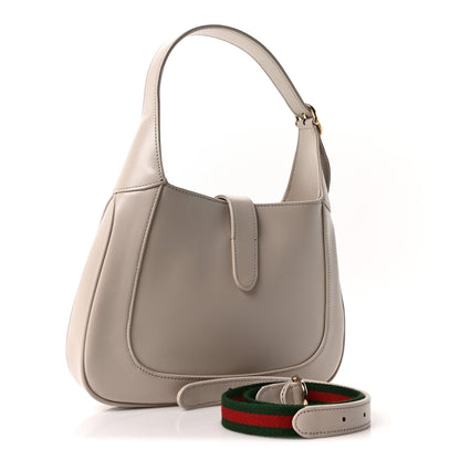 Ancora Calfskin Web Small Jackie Shoulder Bag Light Grey