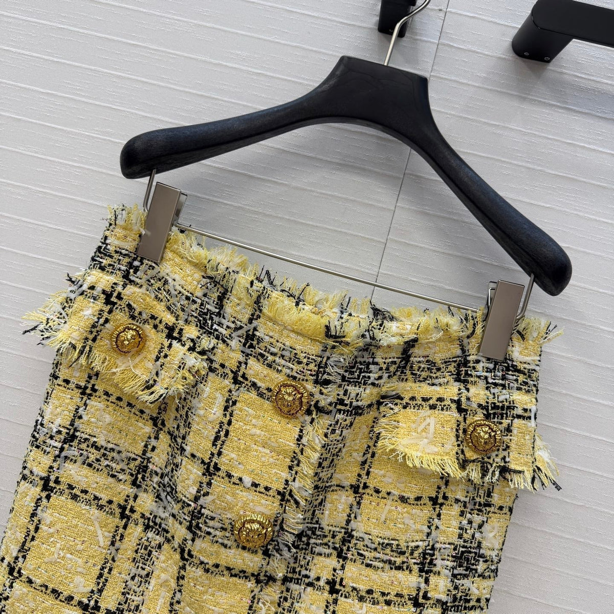 Balmain 26s Skirt Yellow Black Tweed 346066