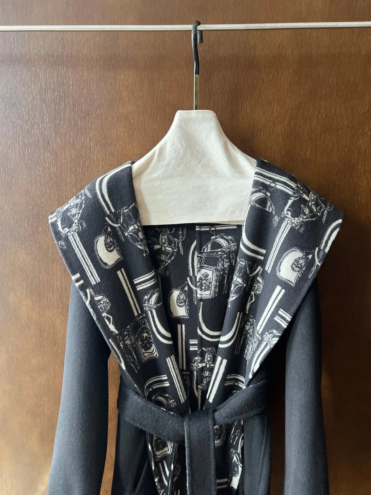 HERMES 25S REVERSIBLE LONG HOODED COAT 047