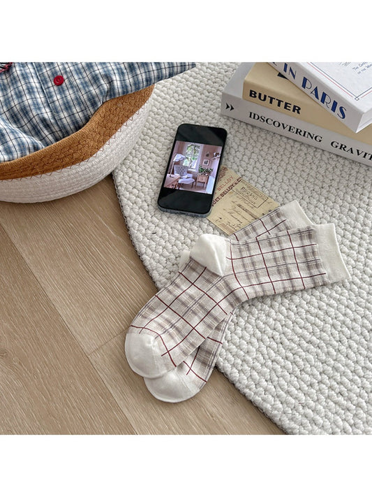 Rufia - Mid-Calf Capsule Socks with Plaid Patterns