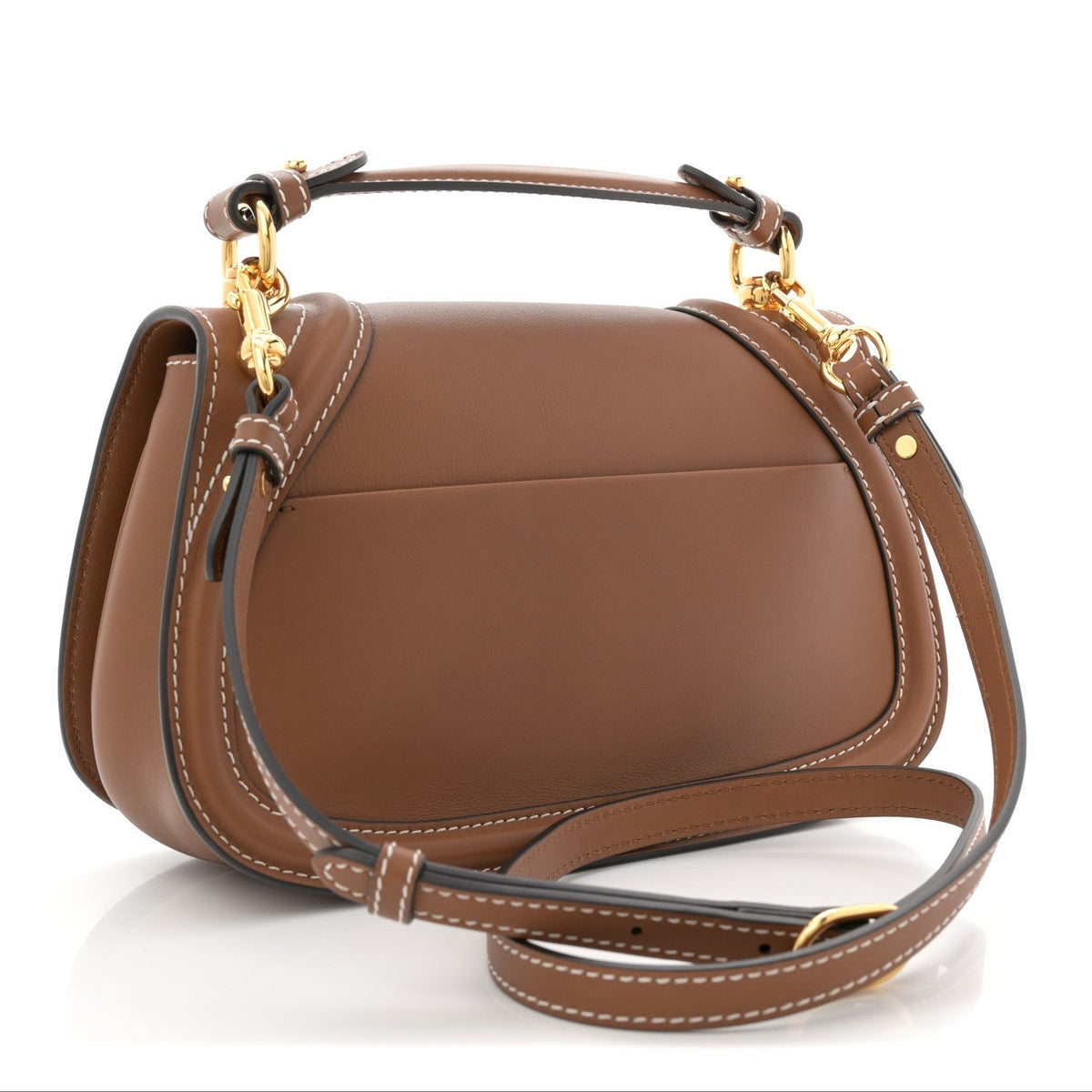 Roxy Calfskin Medium Blondie Top Handle Bag Brown