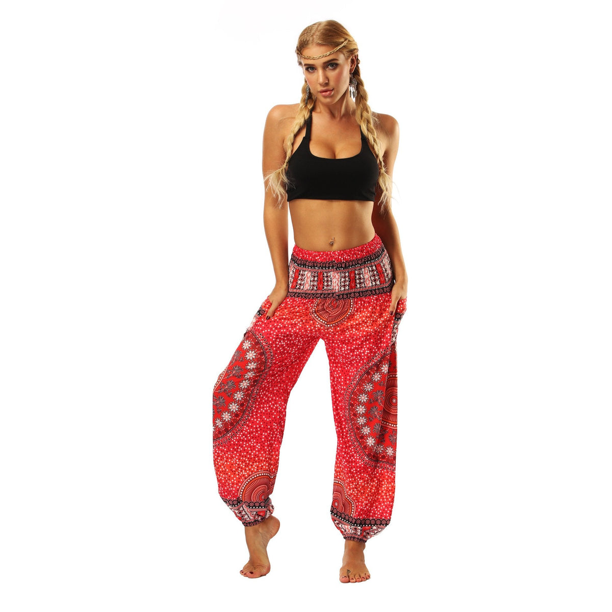 National Style Nepal Dot Seaside Loose Wide-Legged Casual Pants Fitness Exercise Yoga Lantern Pants Women 56