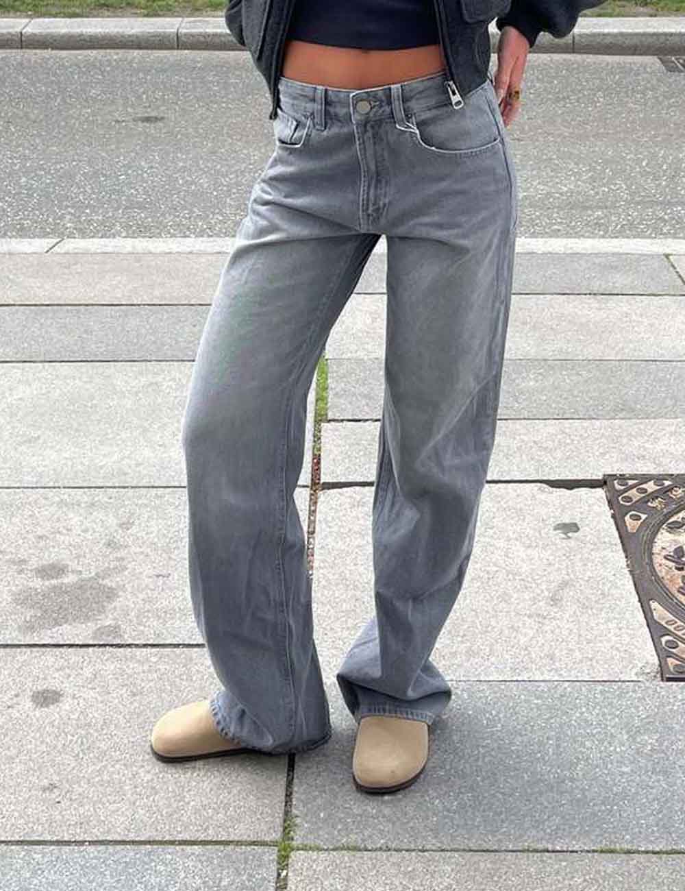 Trendy Color Contrast Splicing Star Denim Pants