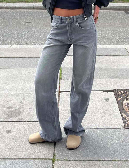 Trendy Color Contrast Splicing Star Denim Pants