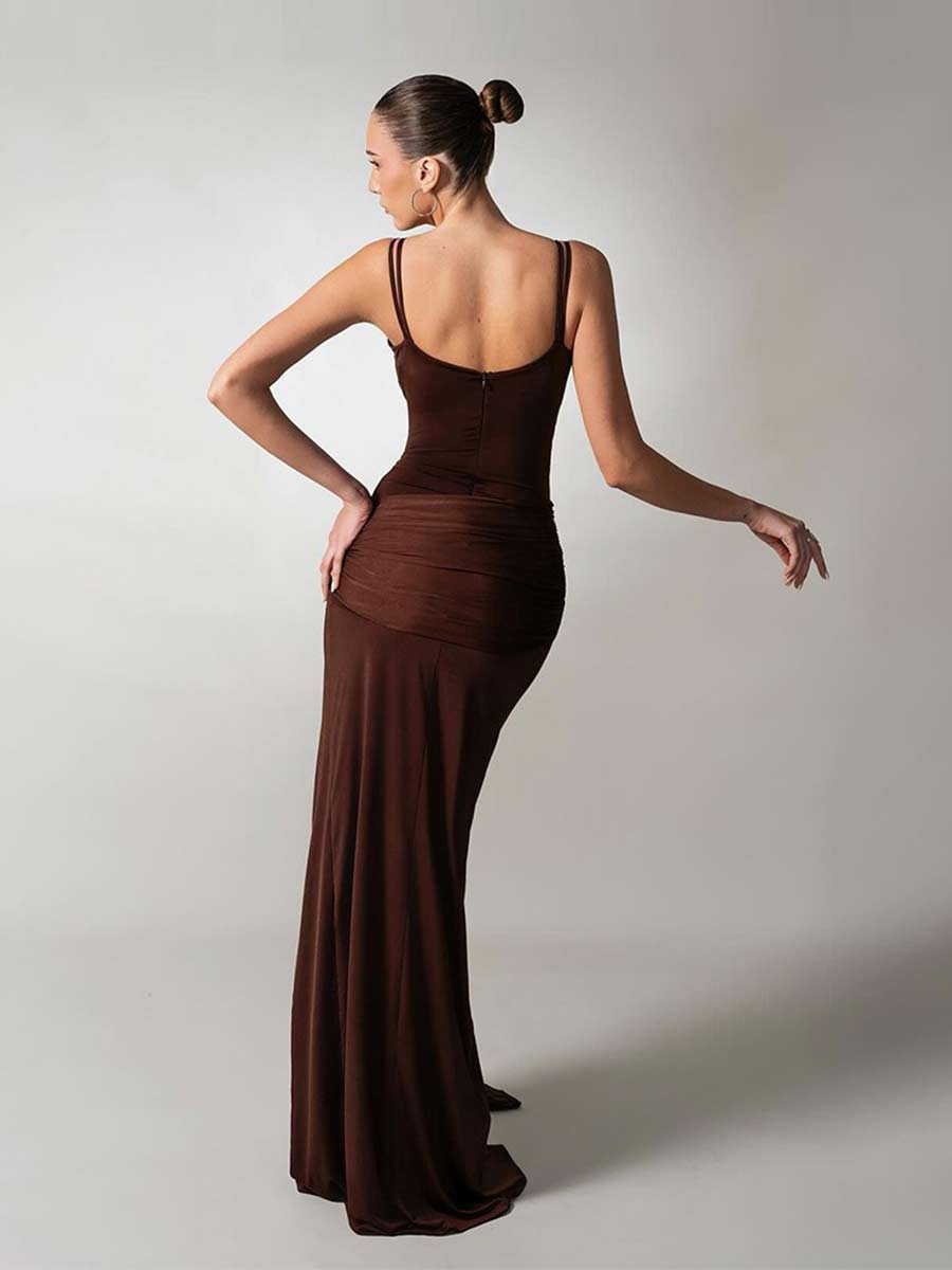Ashlyn Pleated Ribbon Maxi Dress