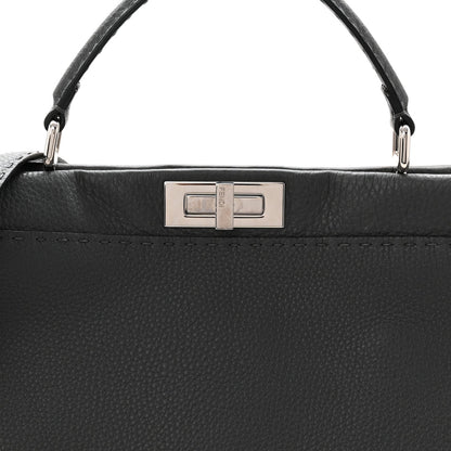 Cuoio Romano Selleria Bi-Color Large Peekaboo Iconic Satchel Asfalto Latte
