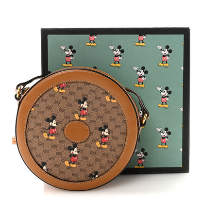 X DISNEY Mini Vintage GG Supreme Monogram Mickey Mouse Round Shoulder Bag Beige Vintage Sun Oil