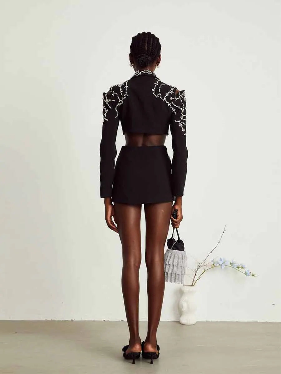 Cassandra Crystal-embellished Cut-out Blazer