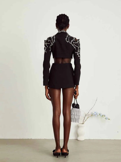 Cassandra Crystal-embellished Cut-out Blazer