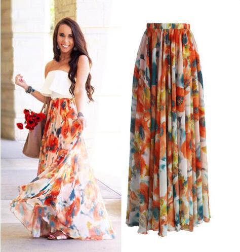 Boho Floral Summer Chiffon Beach Skirts