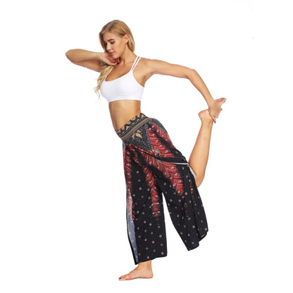 Fashion Ethnic Digital Printing High-Waist Wide-Leg Yoga Pants Leisure 4