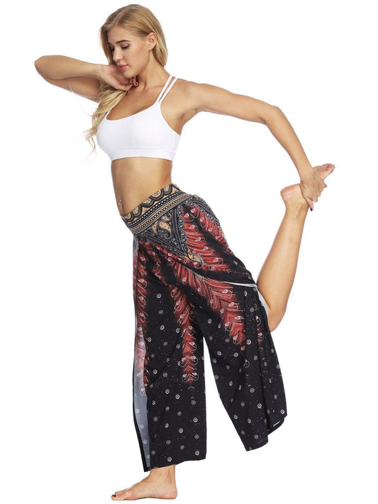 Fashion Ethnic Digital Printing High-Waist Wide-Leg Yoga Pants Leisure 4