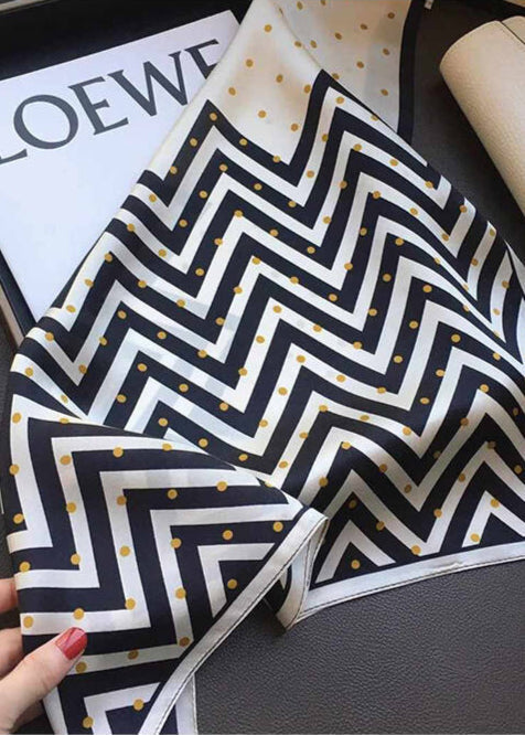 Silk Square Scarf Polka Dot Chevron Design