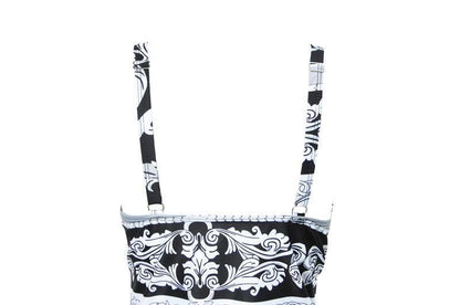 Conservative Large Size Split Flat Angle Print Swimsuit