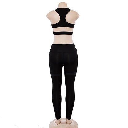 Solid Color Women'S Yoga Fitness Bra And Trousers Sport Yoga Set