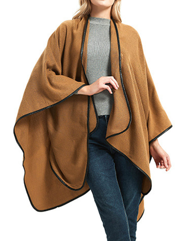 Loose Asymmetric Hollow Solid Color Collarless Shawl&Scarf