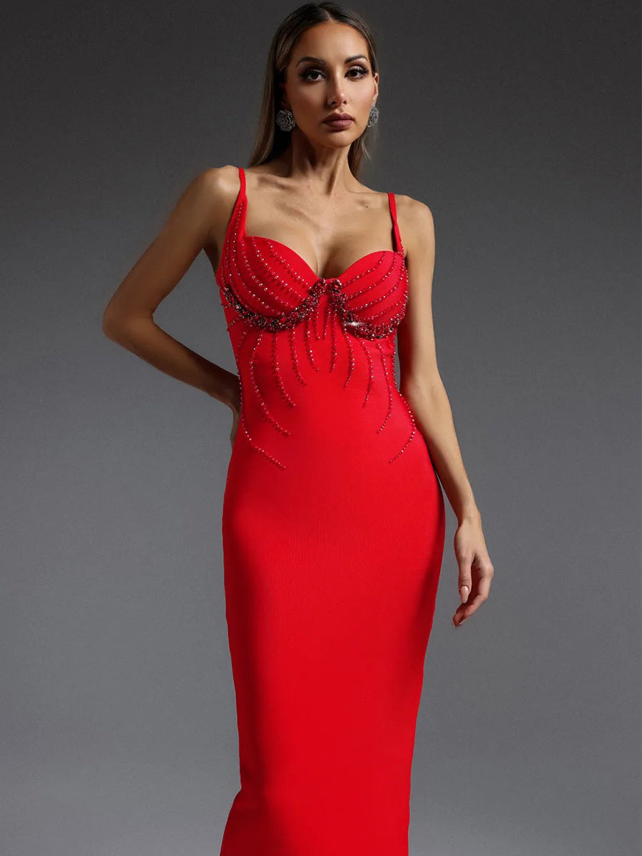 Emery Midi Dress In Red