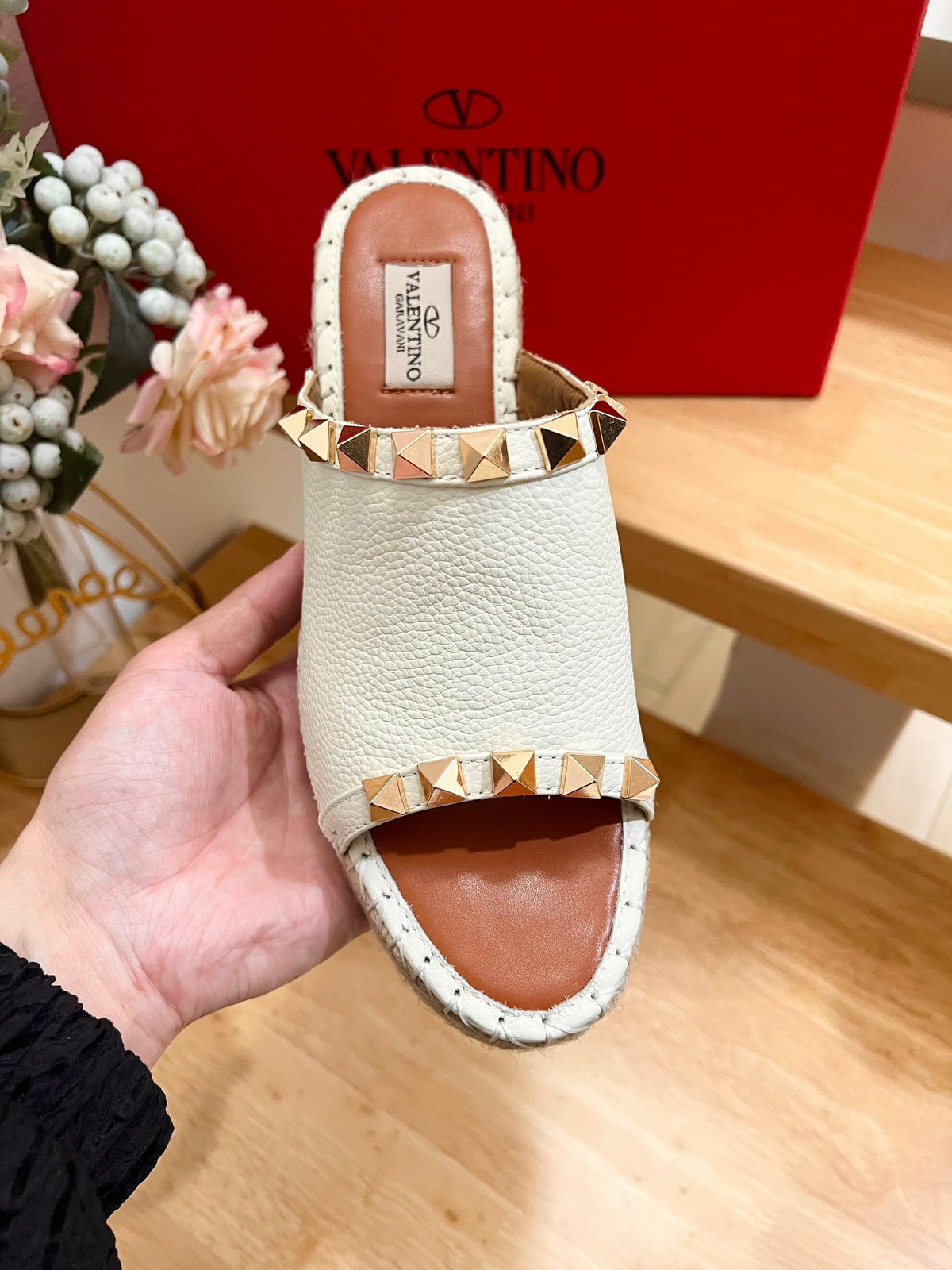 Valentino Mule Wedge White Leather 240594
