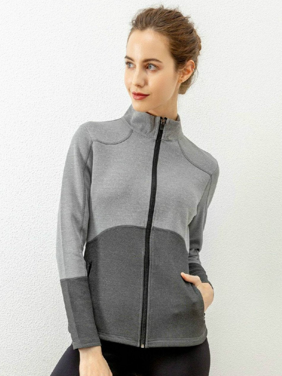 Autumn And Winter New Style Zip Cardigan Panel Sports Yoga Clothes Women'S Outdoor Training Running Fitne
