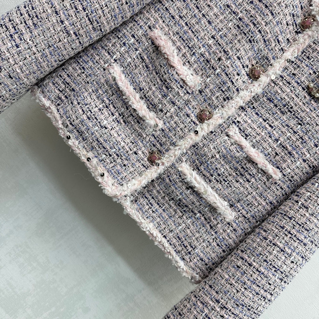 Chanel Classic Jacket Pink Tweed 341921