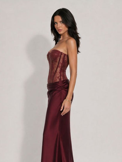 Lydia Strapless Lace Maxi Dress