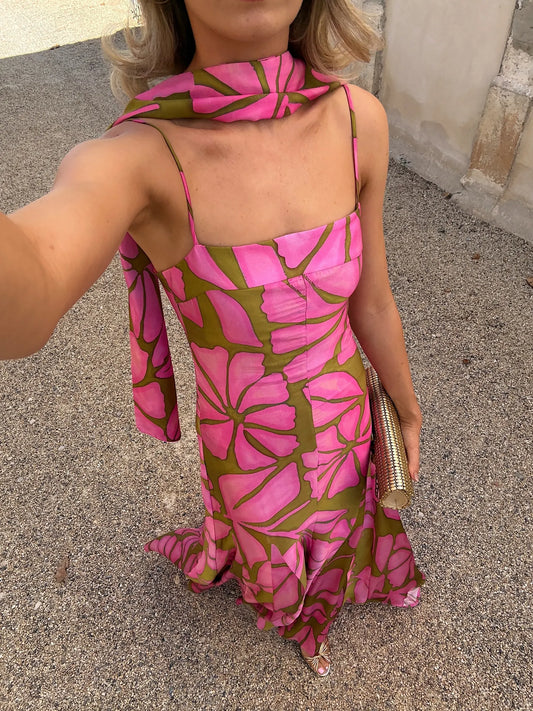 Anika Floral Print Spaghetti Strap Maxi Dress