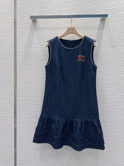 Miumiu 2026 Vest Dress Blue Cotton