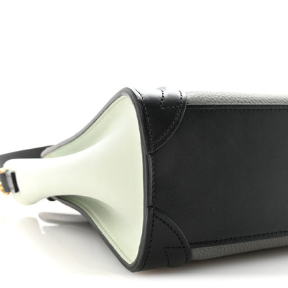 Baby Grained Calfskin Nano Tri-Color Luggage Zinc Almond