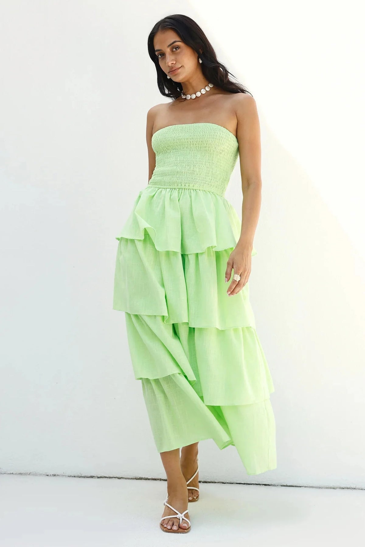 Glass Slipper Strapless Maxi Dress Green