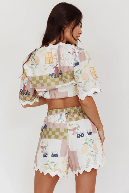 Breakaway Graphic Print Elastic Shorts Olive