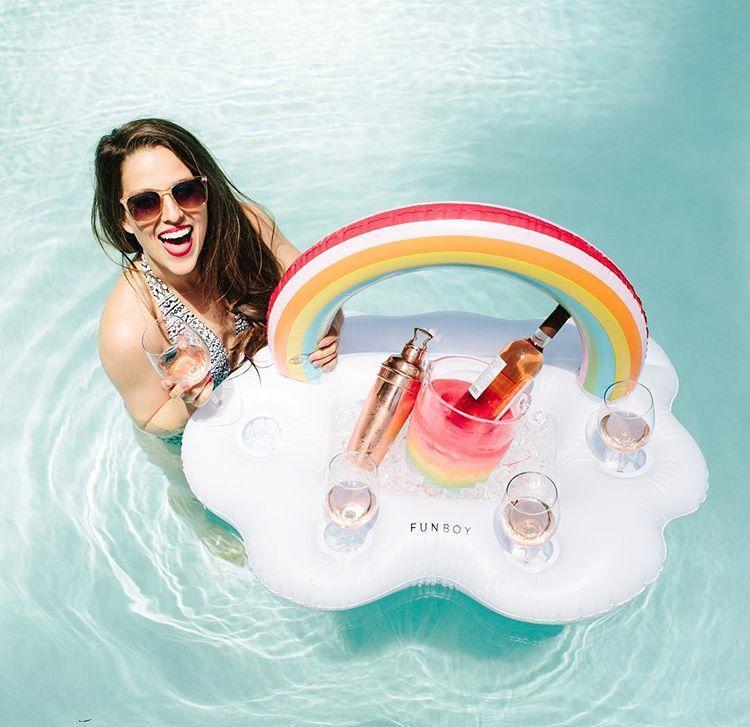 Rainbow Inflatable Floating Wine Serve Swimming Toy