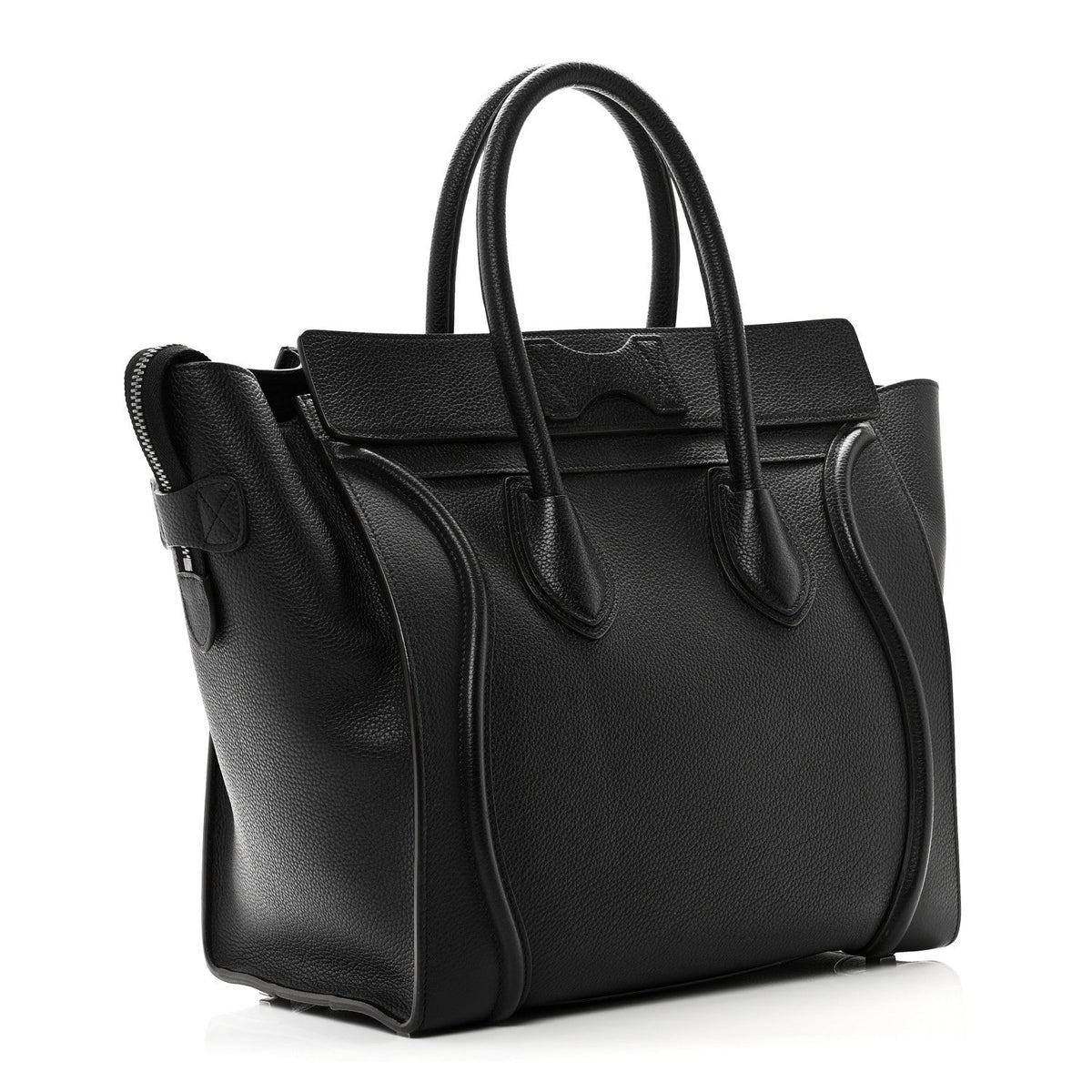 Drummed Calfskin Mini Luggage Black