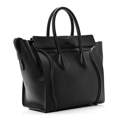 Drummed Calfskin Mini Luggage Black