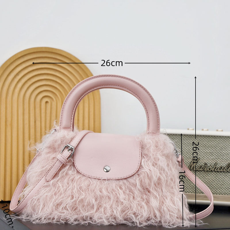 Trendy Fluffy Fur Tote Shoulder Bag