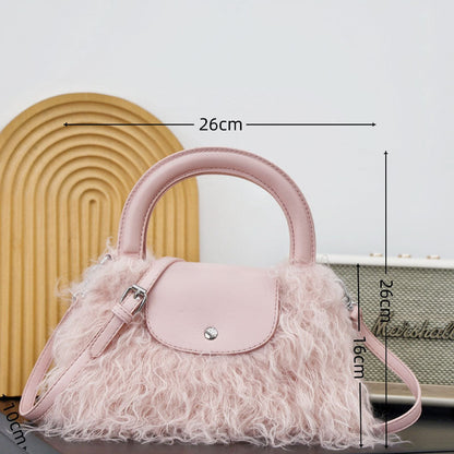 Trendy Fluffy Fur Tote Shoulder Bag