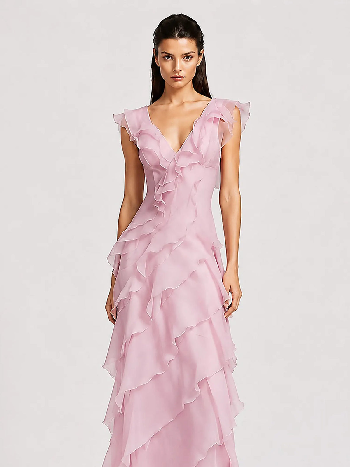 Calista Tulle Ruffle Maxi Dress