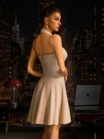 Amaya Halterneck Knitted Mini Dress