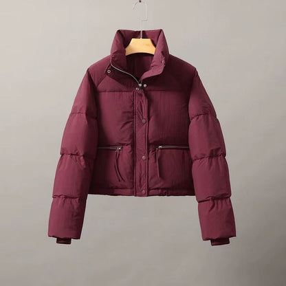 Solid Color Cotton Polyester Padded Jacket Stand Collar