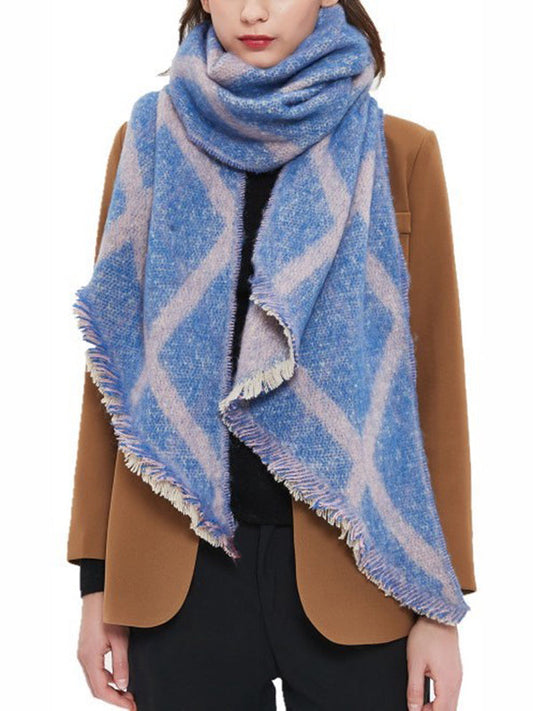 Fringed Keep Warm Plaid Shawl&Scarf