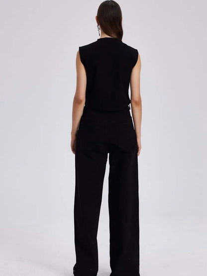Liana Embellished Cutout Denim Pants Set
