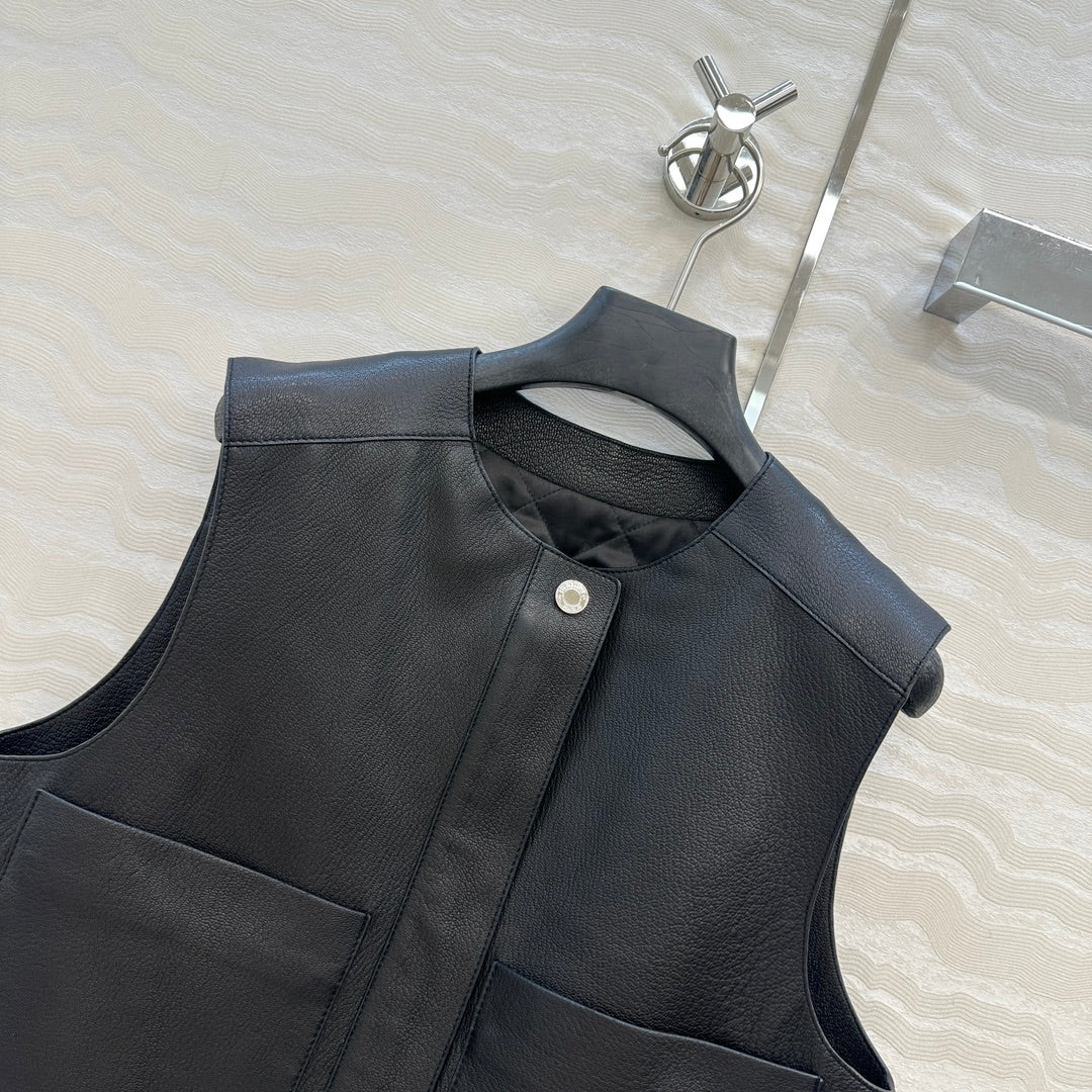 HM 25S Vest in Black Lambskin 297455