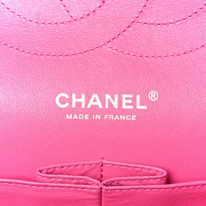 Iridescent Caviar Quilted Jumbo Double Flap Pink