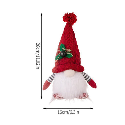 Knitted Pointed Hat With Light Elderly Figurine DÃ©cor