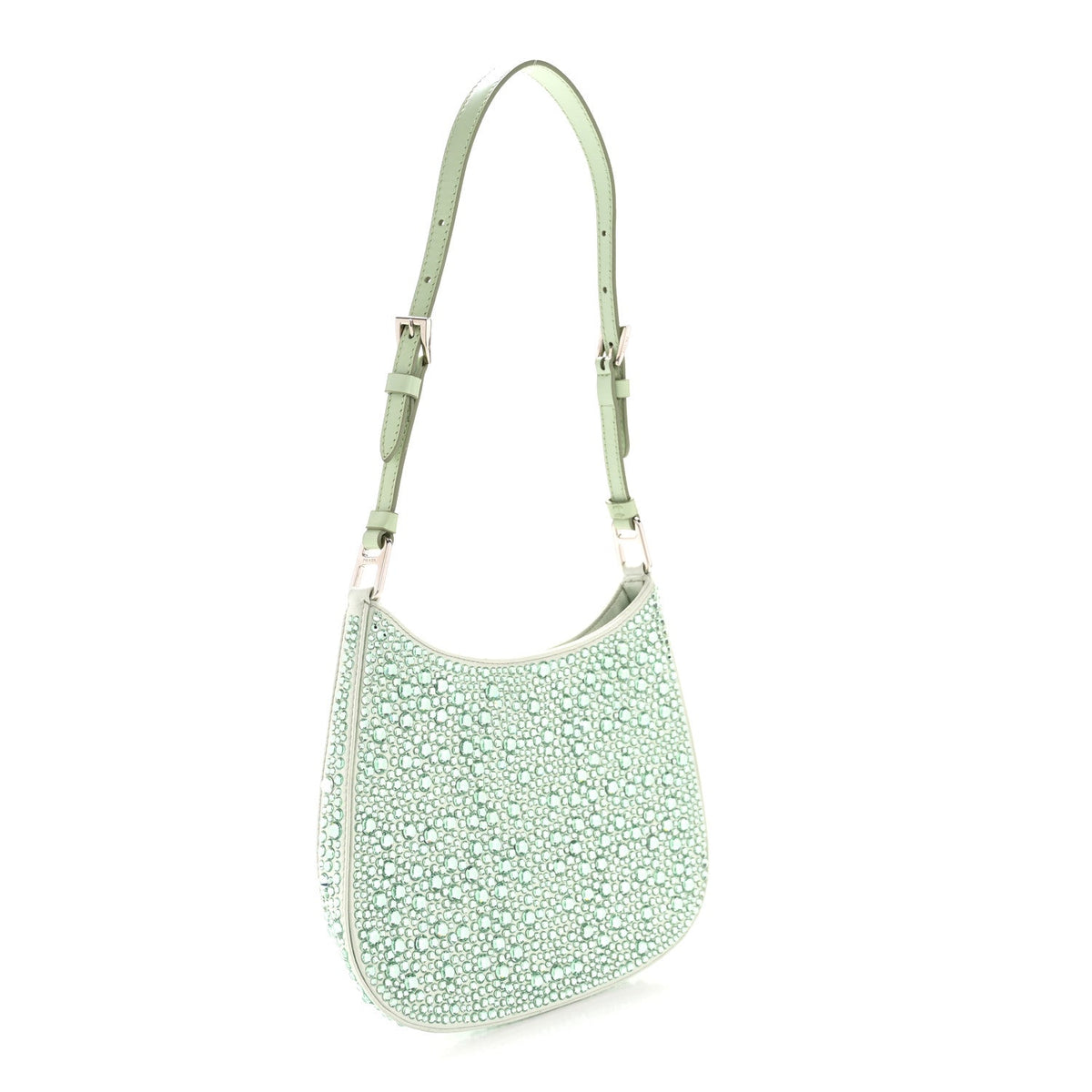 Satin Crystal Cleo Adjustable Strap Shoulder Bag Acqua