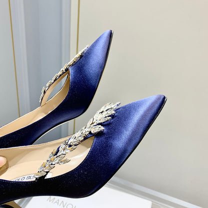 Manolo Women's Nadira Pumps 70 Blue Satin