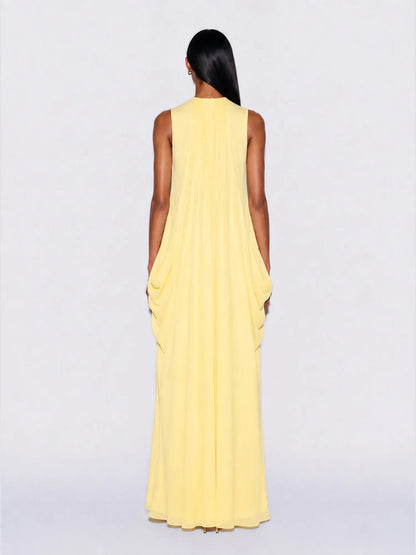 Bianca Draped Maxi Dress with 3D Embellishment